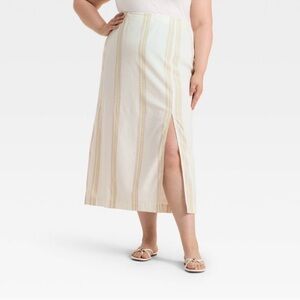 Women’s Cream A-Line Skirt with Slit a new day